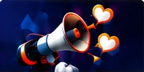 Megaphone with hearts and likes